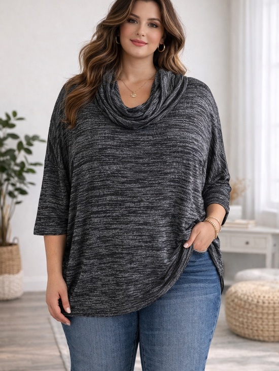 Ann Taylor Sweaters - Ann Taylor Womens Charcoal Gray Cowl Neck Sweater Tunic Quiet Luxury Cozy